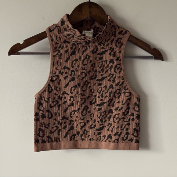 BOZZOLO LEOPARD CROP TOP TANK SIZE S/M BLACK / BROWN - Picture 1 of 3